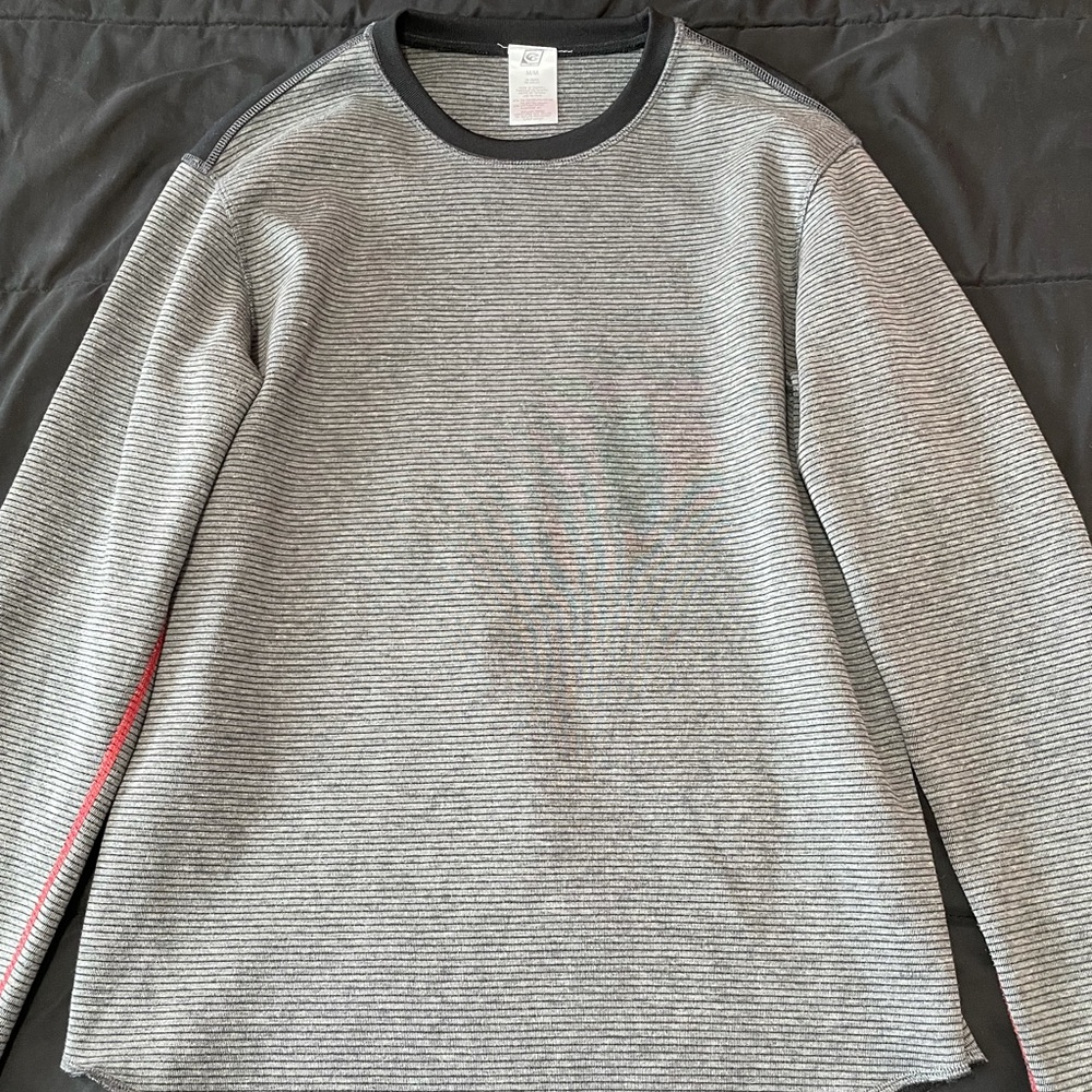 Point Zero Black and Grey Striped Long Sleeve Tee
